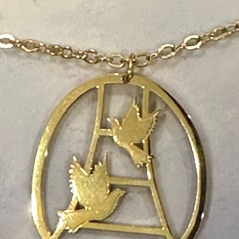Golden Jacob’s Ladder Necklace with Two Doves of Peace (Israeli made by Hadas)